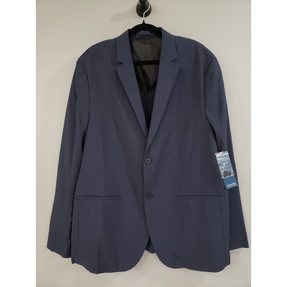 NEW XL / 47 Kenneth‎ Cole 2 Button Blazer Indigo Blue Techni-Cole Stretch Fabric